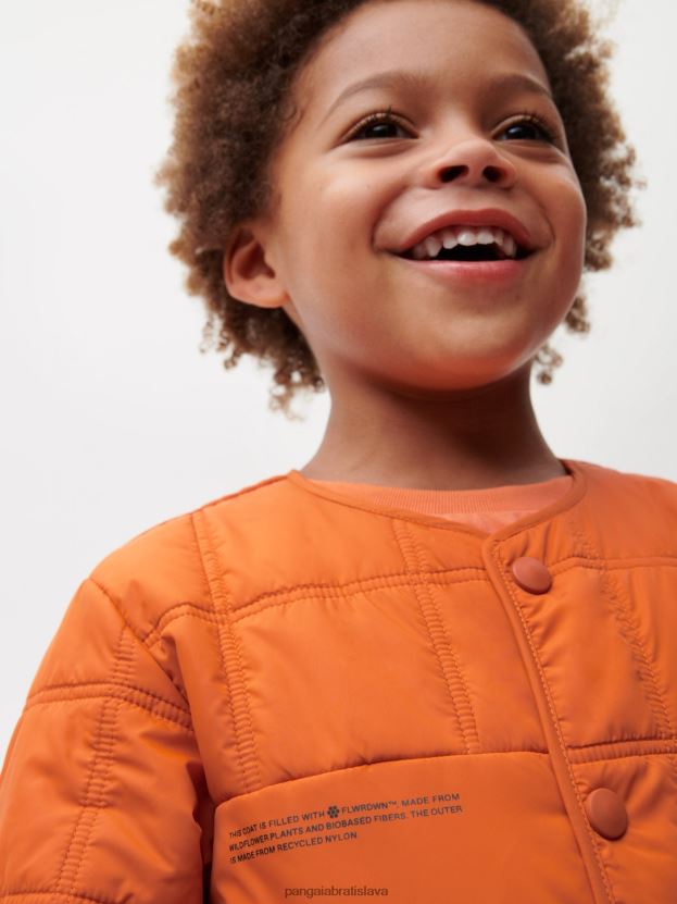 flwrdwn prešívaná bunda bez goliera deti NXTFX6650 škoricový pomaranč Pangaia oblečenie