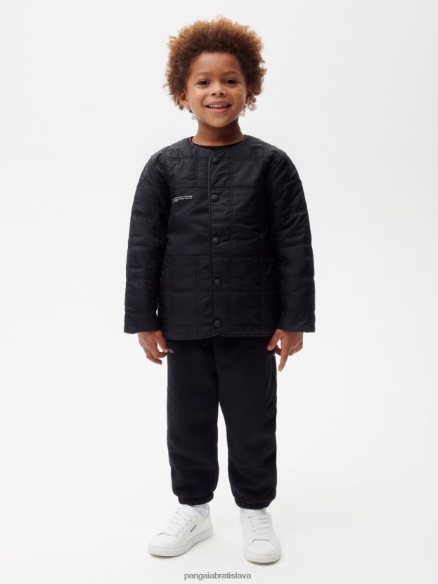 flwrdwn prešívaná bunda bez goliera deti NXTFX6651 čierna Pangaia oblečenie