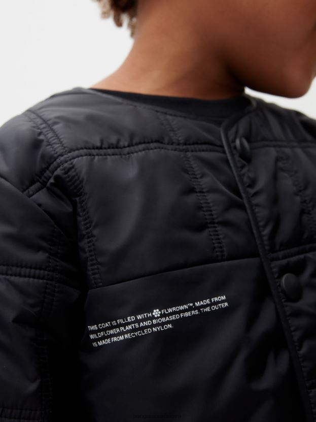 flwrdwn prešívaná bunda bez goliera deti NXTFX6651 čierna Pangaia oblečenie
