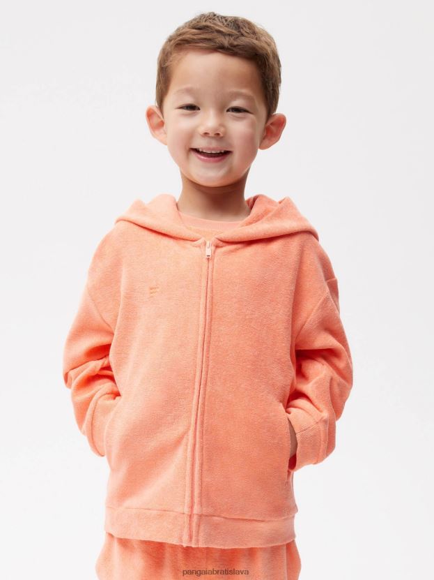 mikina s kapucňou na zips deti NXTFX6548 broskyňa perfektná Pangaia oblečenie