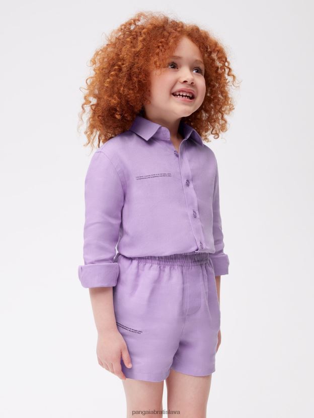 ľanové šortky z aloe deti NXTFX6614 orchidea fialová Pangaia oblečenie