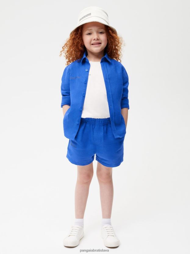 ľanové šortky z aloe deti NXTFX6620 kobaltová modrá Pangaia oblečenie