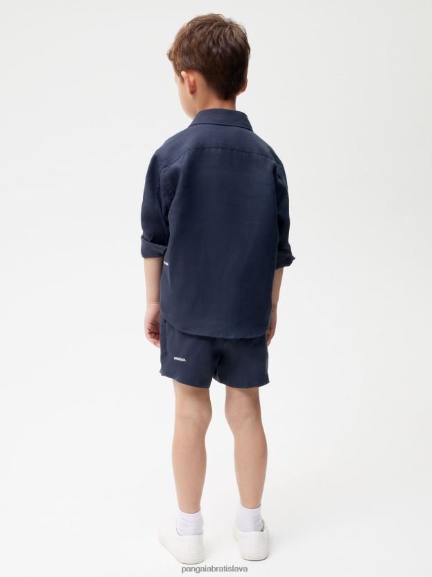 ľanové šortky z aloe deti NXTFX6623 námornícka modrá Pangaia oblečenie