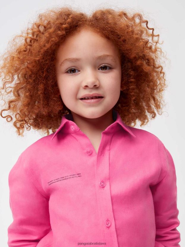 aloe ľanová košeľa s dlhým rukávom deti NXTFX6583 plameniak ružový Pangaia oblečenie