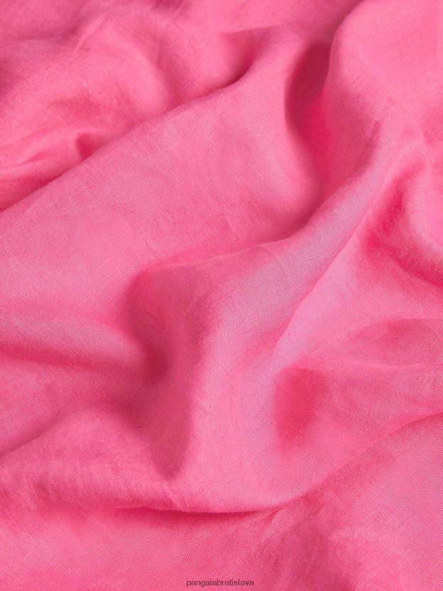 aloe ľanová košeľa s dlhým rukávom deti NXTFX6583 plameniak ružový Pangaia oblečenie