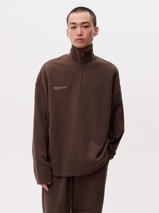 pprmint mikina na polovičný zips muži NXTFX6511 gaštanovo hnedá Pangaia oblečenie