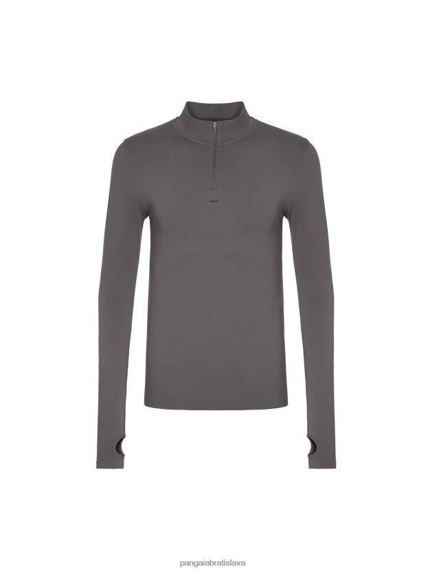top s dlhým rukávom na zips muži NXTFX6518 vulkanická sivá Pangaia oblečenie