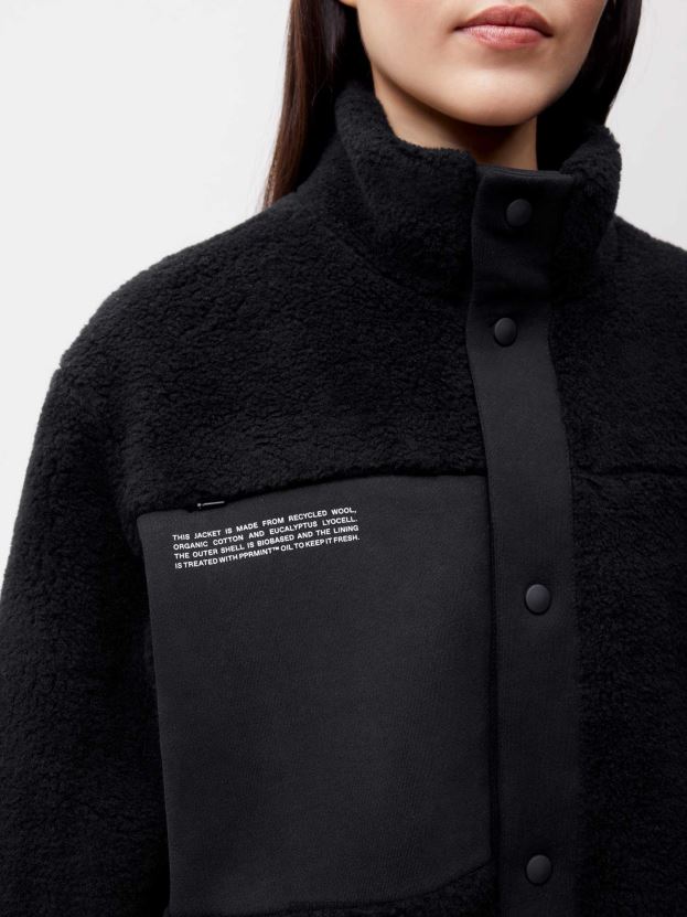 fleecová bunda z recyklovanej vlny ženy NXTFX6472 čierna Pangaia oblečenie