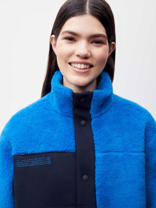 fleecová bunda z recyklovanej vlny ženy NXTFX6480 blankytná modrá Pangaia oblečenie