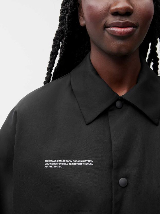 trenčkot z organickej bavlny ženy NXTFX6468 čierna Pangaia oblečenie