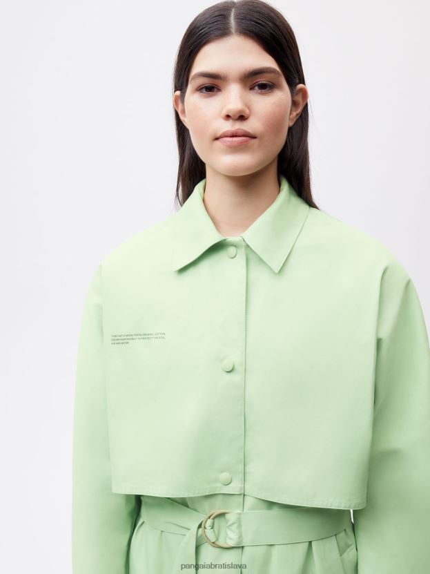 trenčkot z organickej bavlny ženy NXTFX6488 pistácie Pangaia oblečenie