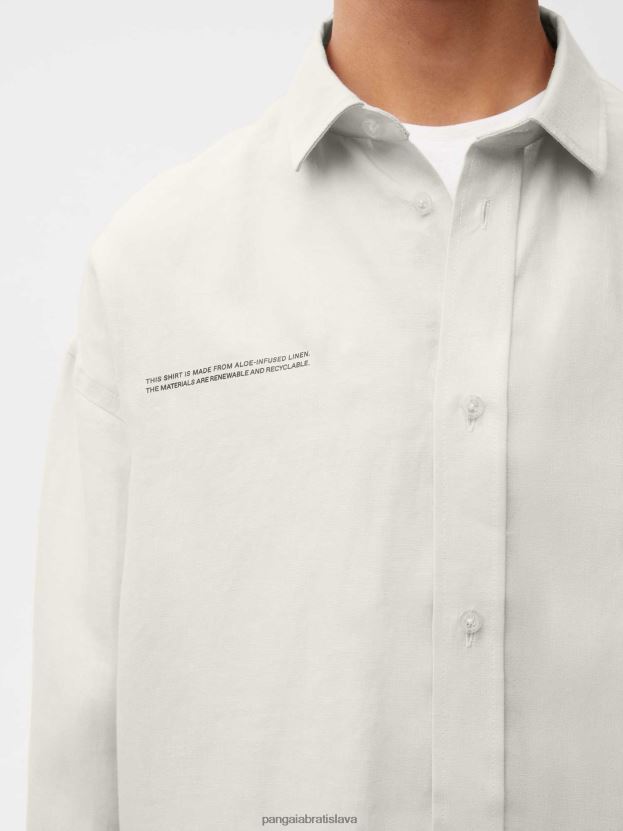aloe ľanová košeľa s dlhým rukávom ženy NXTFX6392 vápenec Pangaia oblečenie
