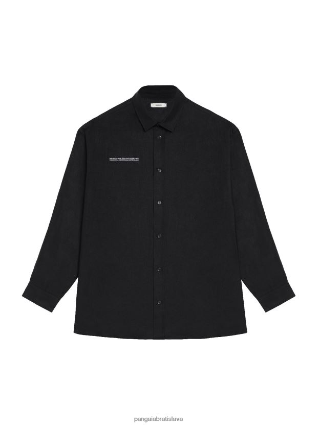 aloe ľanová košeľa s dlhým rukávom ženy NXTFX6398 čierna Pangaia oblečenie