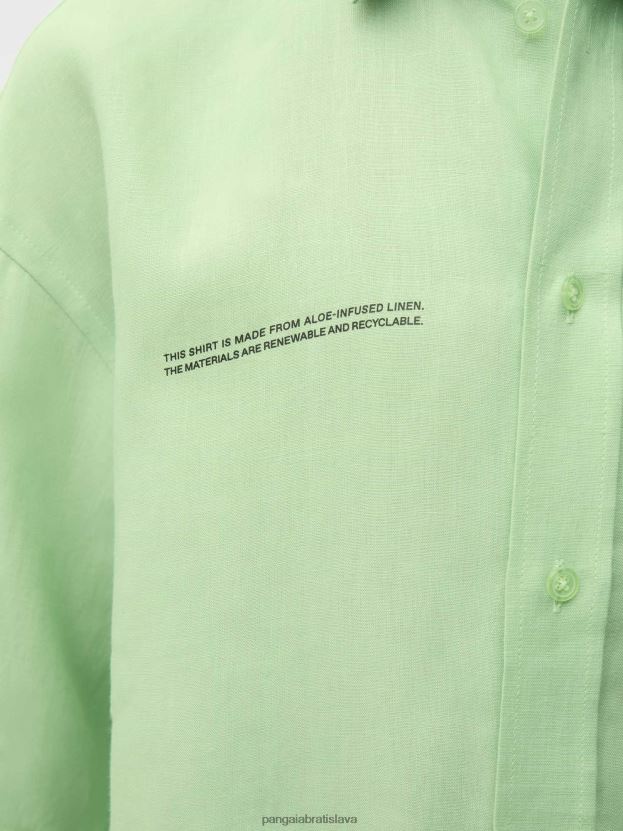 aloe ľanová košeľa s krátkym rukávom ženy NXTFX6399 pistácie Pangaia oblečenie