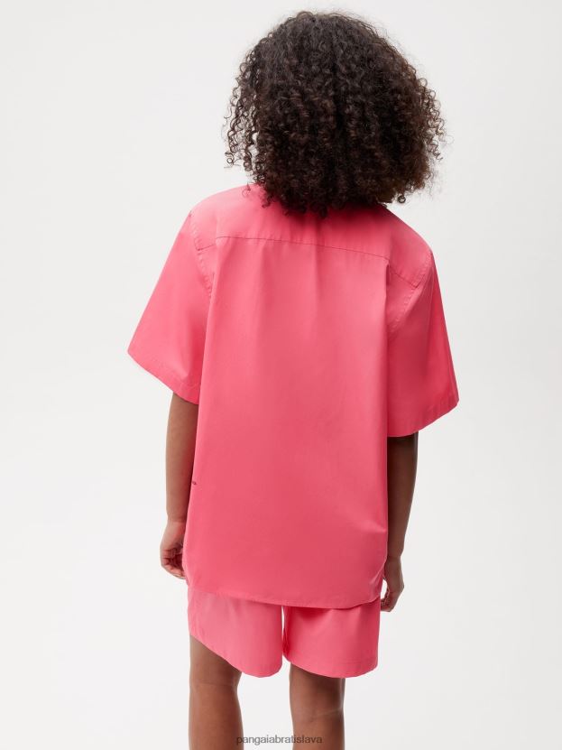 popelínová košeľa s krátkym rukávom z organickej bavlny ženy NXTFX6402 lotosová ružová Pangaia oblečenie