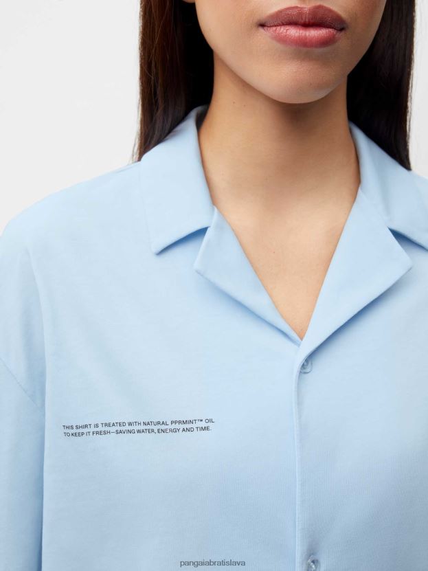 pyžamová košeľa z organickej bavlny ženy NXTFX6437 mesačný kameň modrý Pangaia oblečenie