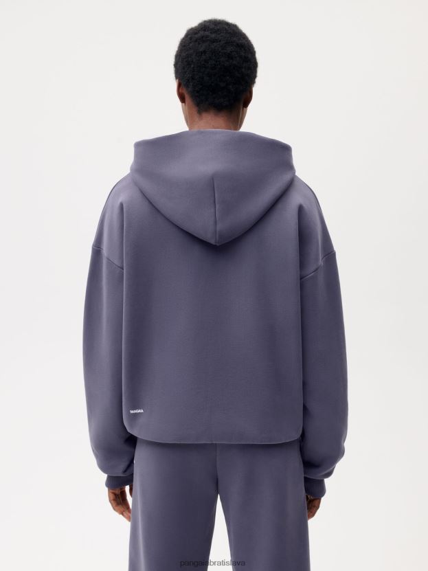 široká mikina s kapucňou na zips ženy NXTFX634 bridlicovo modrá Pangaia oblečenie
