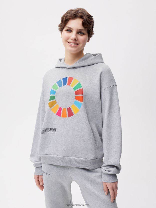 mikina s kapucňou x sdgs signature ženy NXTFX632 sivá opuka Pangaia oblečenie