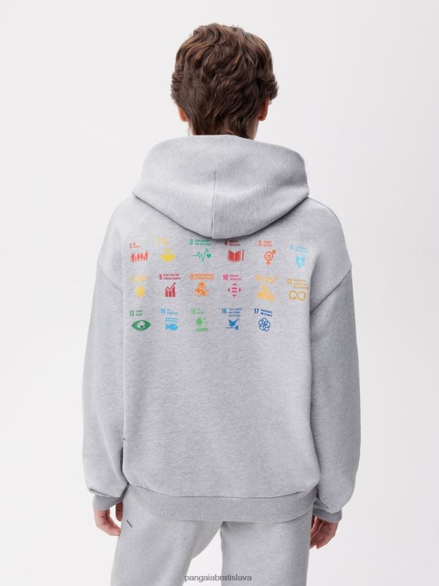 mikina s kapucňou x sdgs signature ženy NXTFX632 sivá opuka Pangaia oblečenie