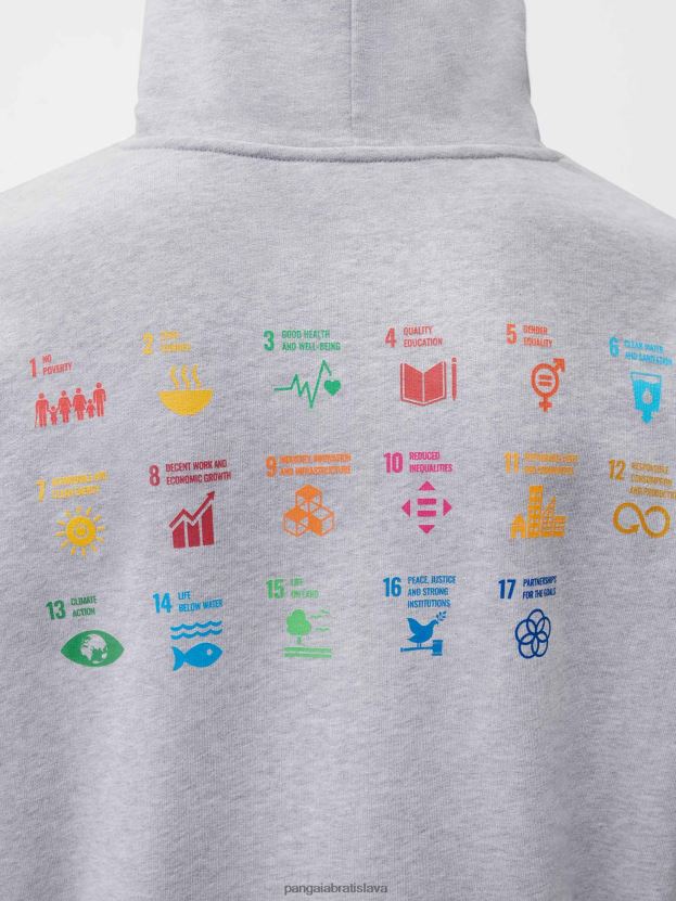 mikina s kapucňou x sdgs signature ženy NXTFX632 sivá opuka Pangaia oblečenie