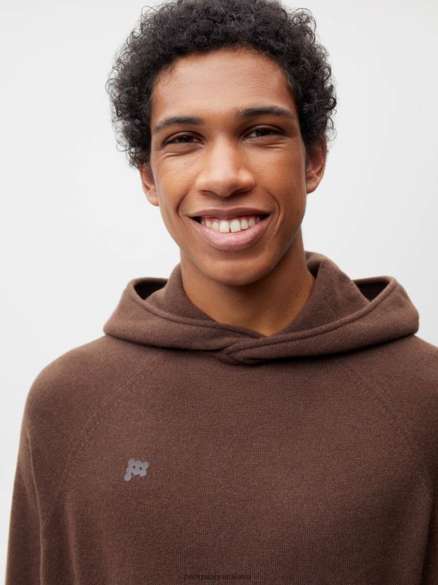 mikina s kapucňou z recyklovaného kašmíru ženy NXTFX645 gaštanovo hnedá Pangaia oblečenie