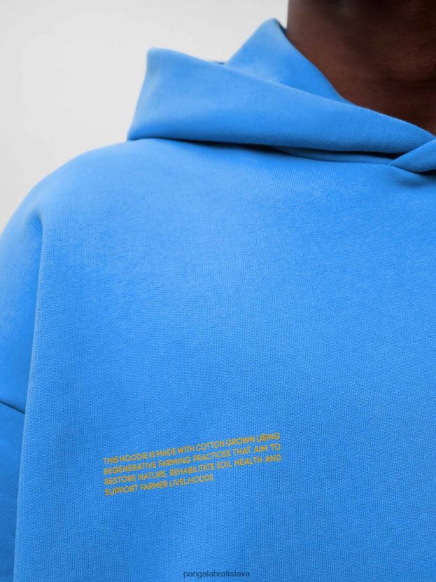 v konverznej bavlnenej mikine s kapucňou ženy NXTFX623 vodná modrá Pangaia oblečenie
