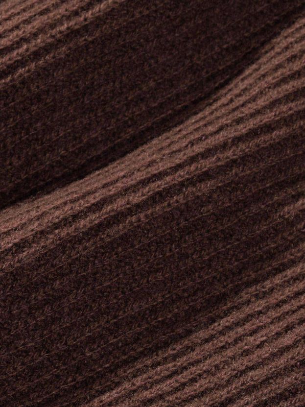 Recyklovaný kašmírový sveter na polovičný zips ženy NXTFX6114 gaštanovo hnedá Pangaia oblečenie