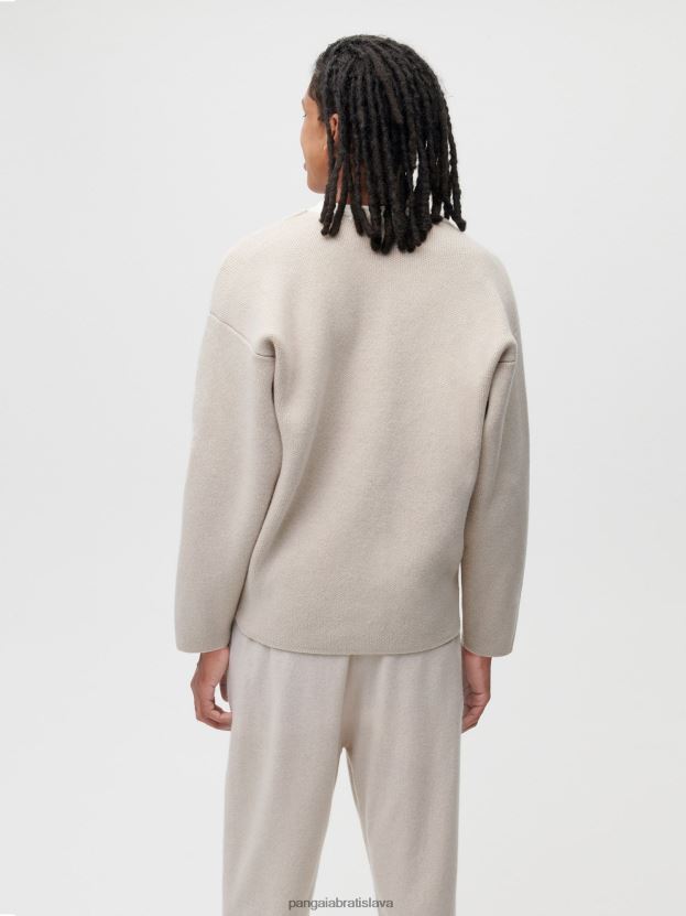 recyklovaný kašmírový kardigan ženy NXTFX6103 ovsené vločky Pangaia oblečenie