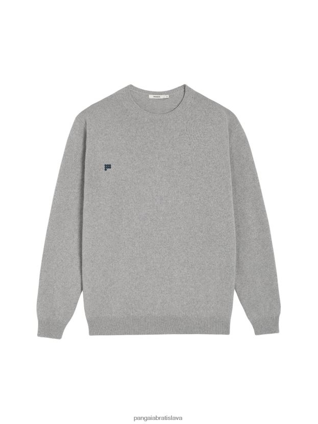 recyklovaná kašmírová mikina s výstrihom ženy NXTFX6113 svetlošedá melanž Pangaia oblečenie