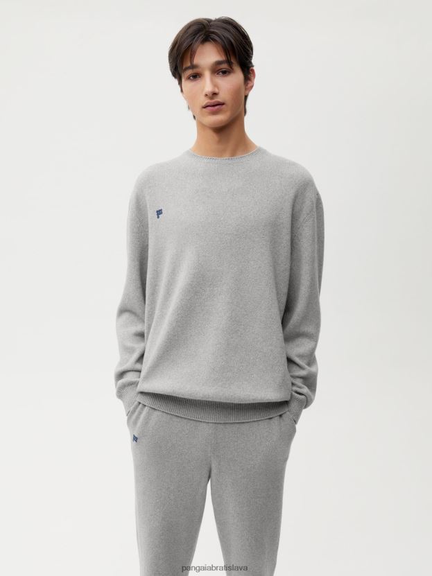 recyklovaná kašmírová mikina s výstrihom ženy NXTFX6113 svetlošedá melanž Pangaia oblečenie