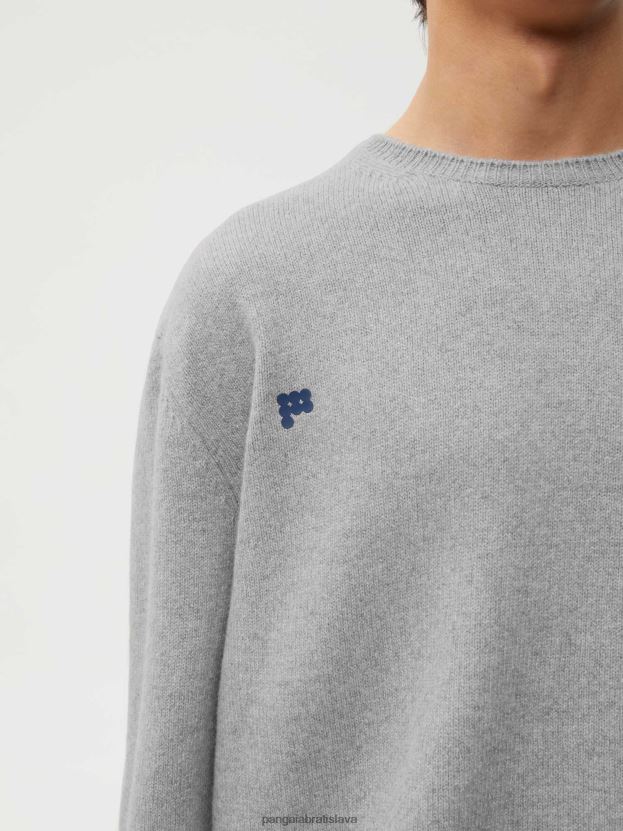 recyklovaná kašmírová mikina s výstrihom ženy NXTFX6113 svetlošedá melanž Pangaia oblečenie