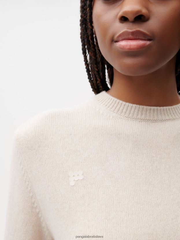 recyklovaná kašmírová mikina s výstrihom ženy NXTFX6117 ovsené vločky Pangaia oblečenie