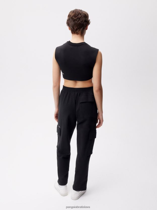 Cargo nohavice z recyklovanej bavlny ženy NXTFX6337 čierna Pangaia oblečenie