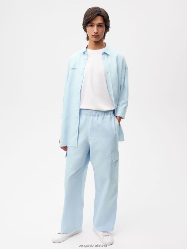 Cargo nohavice zo zmesi organickej bavlny ženy NXTFX6317 svetlo modrá Pangaia oblečenie