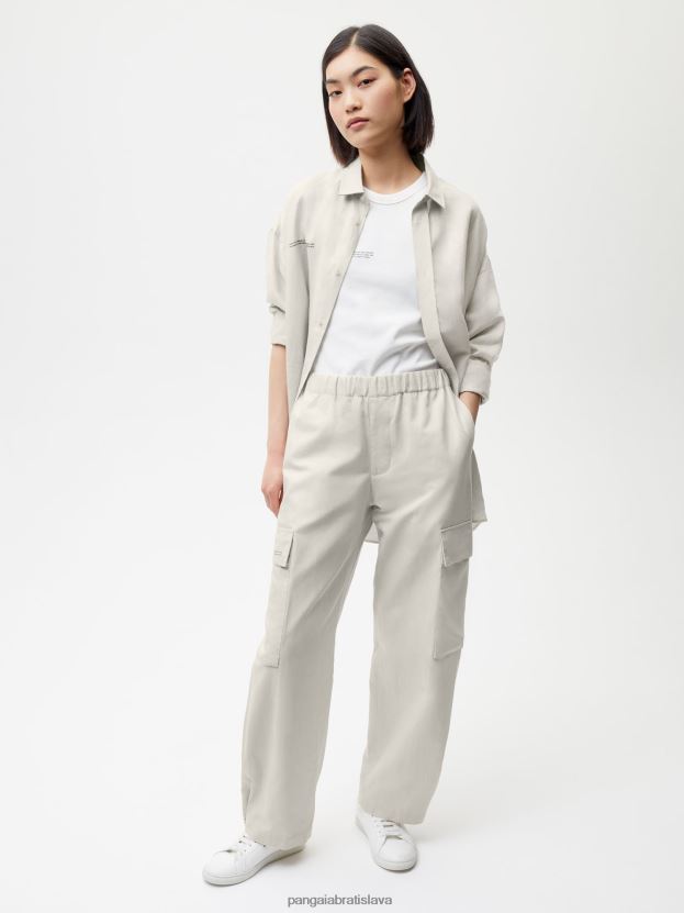 Cargo nohavice zo zmesi organickej bavlny ženy NXTFX6387 vápenec Pangaia oblečenie