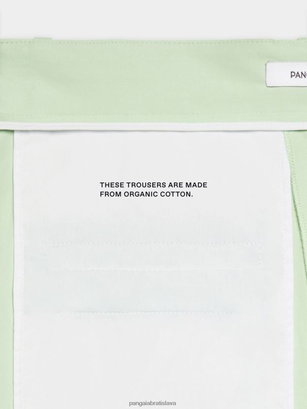 nohavice ušité na mieru z organickej bavlny ženy NXTFX6380 pistácie Pangaia oblečenie