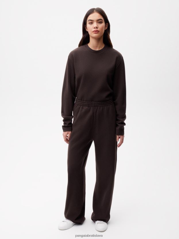 voľné nohavice z recyklovaného vlneného džerseja ženy NXTFX6327 gaštanovo hnedá Pangaia oblečenie