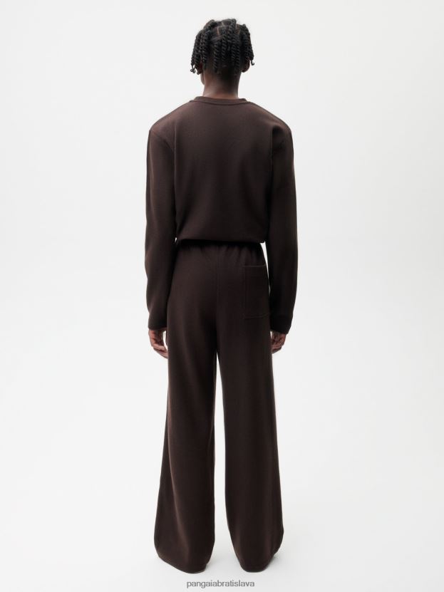 voľné nohavice z recyklovaného vlneného džerseja ženy NXTFX6327 gaštanovo hnedá Pangaia oblečenie