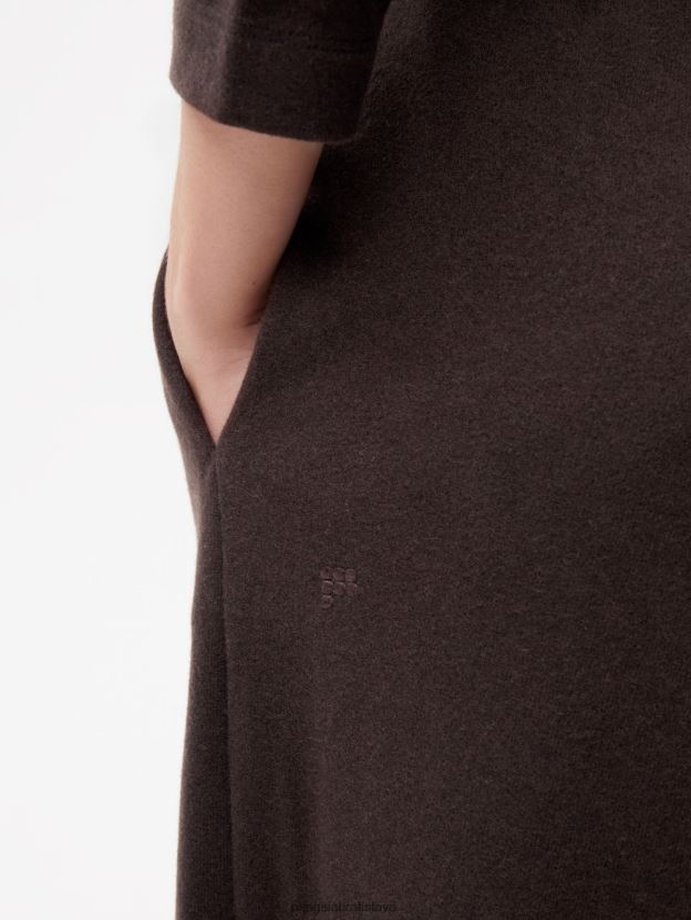 voľné nohavice z recyklovaného vlneného džerseja ženy NXTFX6327 gaštanovo hnedá Pangaia oblečenie