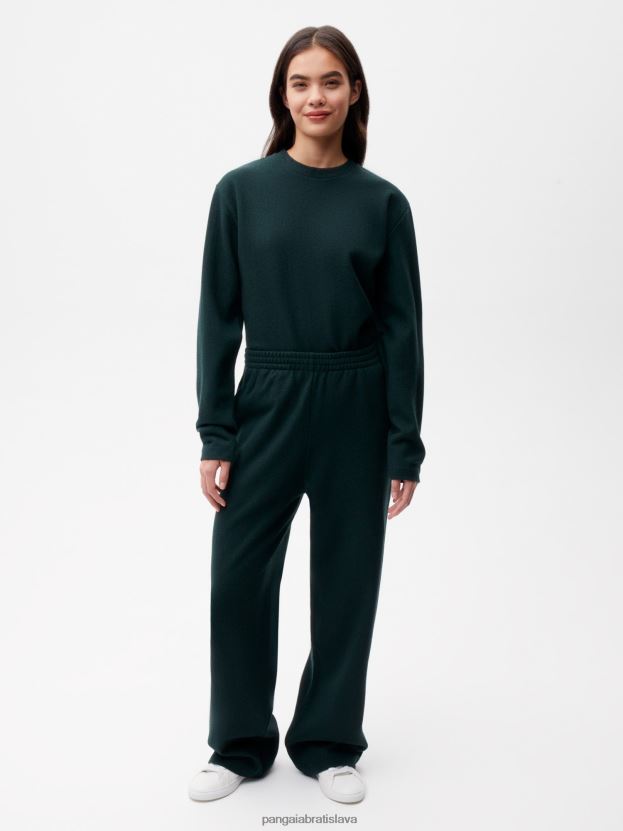voľné nohavice z recyklovaného vlneného džerseja ženy NXTFX6355 olistenie zelené Pangaia oblečenie