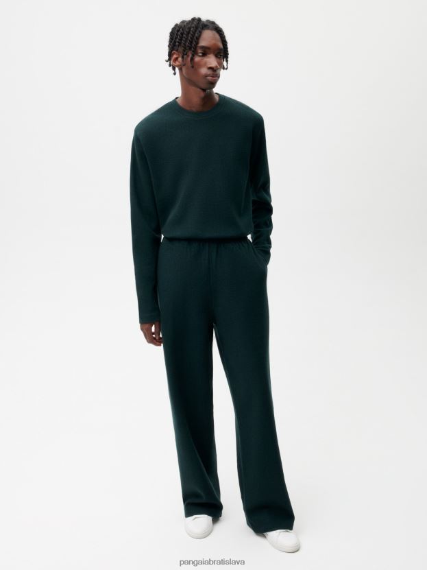 voľné nohavice z recyklovaného vlneného džerseja ženy NXTFX6355 olistenie zelené Pangaia oblečenie