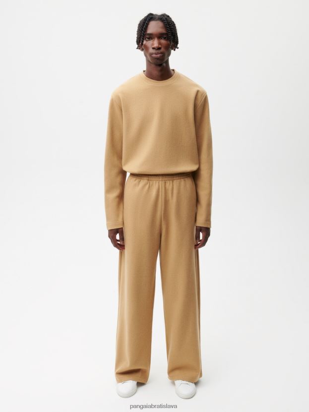 voľné nohavice z recyklovaného vlneného džerseja ženy NXTFX6362 ťava Pangaia oblečenie