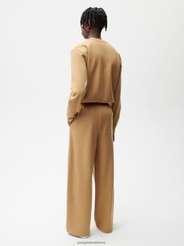 voľné nohavice z recyklovaného vlneného džerseja ženy NXTFX6362 ťava Pangaia oblečenie