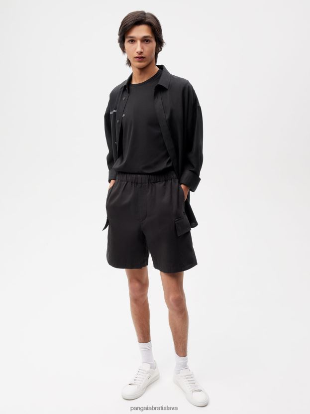 Cargo šortky zo zmesi organickej bavlny ženy NXTFX6266 čierna Pangaia oblečenie