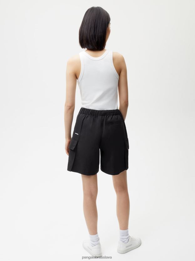 Cargo šortky zo zmesi organickej bavlny ženy NXTFX6266 čierna Pangaia oblečenie