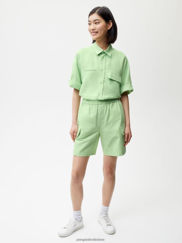 Cargo šortky zo zmesi organickej bavlny ženy NXTFX6268 pistácie Pangaia oblečenie