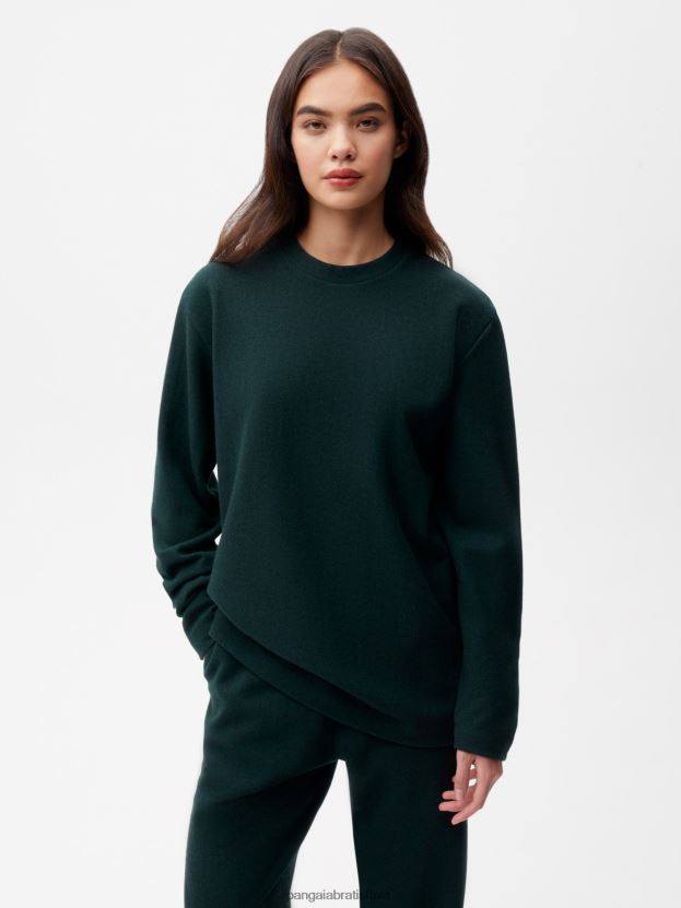 Tričko s dlhým rukávom z recyklovanej vlny ženy NXTFX6140 olistenie zelené Pangaia oblečenie