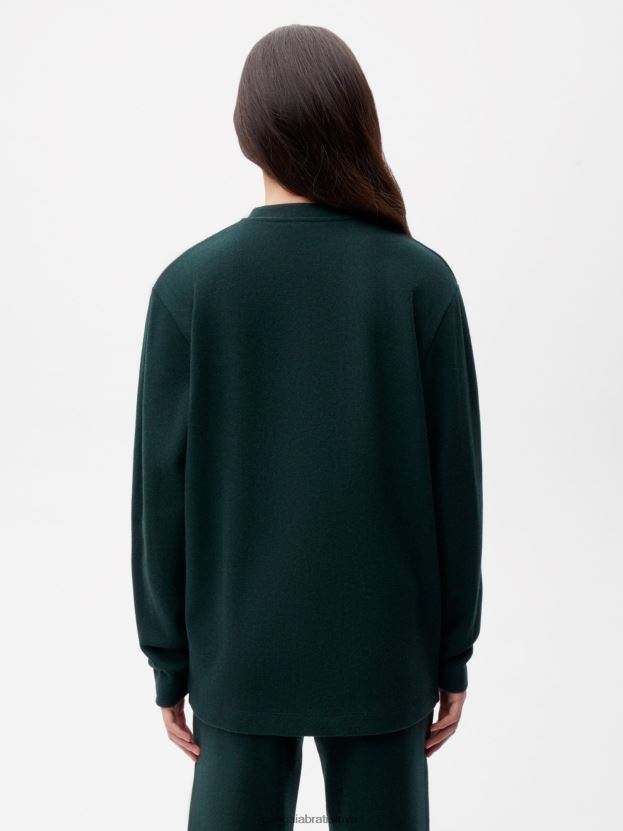 Tričko s dlhým rukávom z recyklovanej vlny ženy NXTFX6140 olistenie zelené Pangaia oblečenie