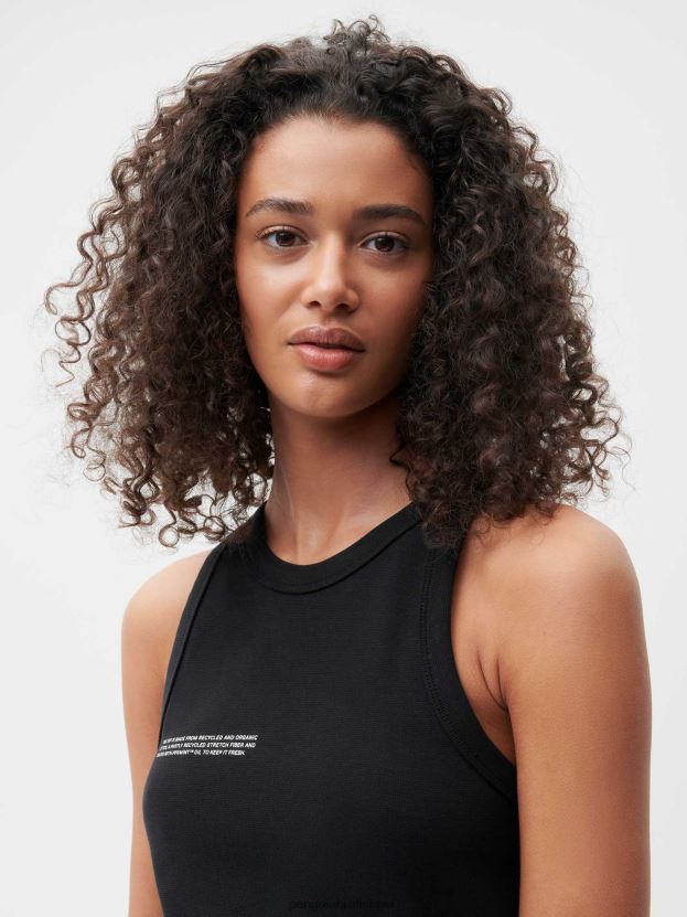 tielko z recyklovanej bavlny ženy NXTFX6177 čierna Pangaia oblečenie