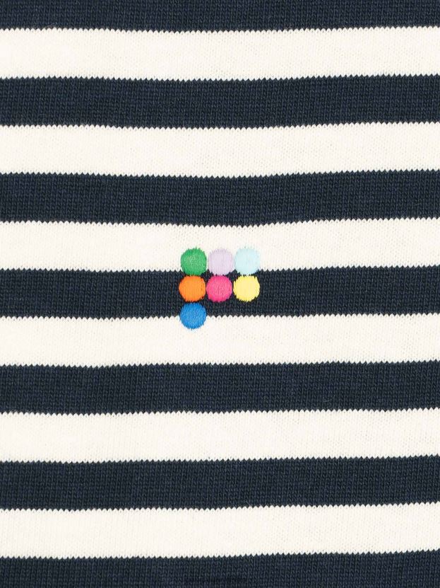 boxy tričko s prúžkami z recyklovanej bavlny ženy NXTFX6138 námornícka modrá Pangaia oblečenie